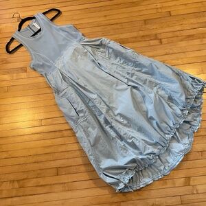 ANTHROPOLOGIE Daily Practice Sky High Midi Dress Gathered Bubble Hem Lagenlook